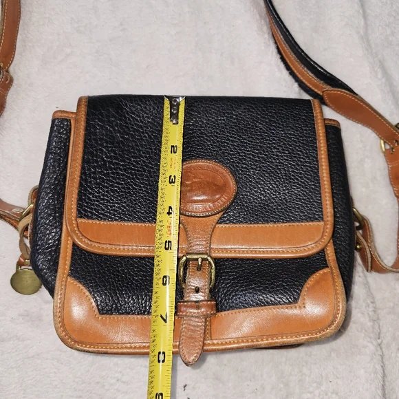 Vintage Dooney & Bourke Black Brown Leather Crossbody Satchel Bag Purse - Picture 16 of 16